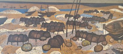 Gustave CAMUS (1914-1984) 
Gustave CAMUS (1914-1984)."Port Roch" ; 1963.Huile sur...