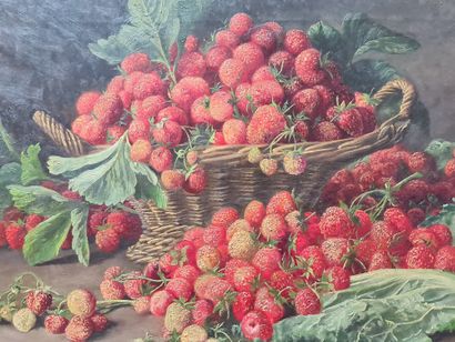 null Jean CAPEINICK (1838-1890). Still life with raspberries in a basket. Oil on...