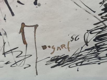 BRAM BOGART (1921-2012) Bran BOGART (1921-2012) Abstraction. Encre de chine. Signée...