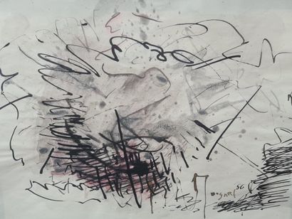 BRAM BOGART (1921-2012) Bran BOGART (1921-2012) Abstraction. Encre de chine. Signée...