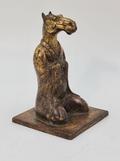 null Statuette en bronze doré représentant un cheval faisant partie des douze animaux...