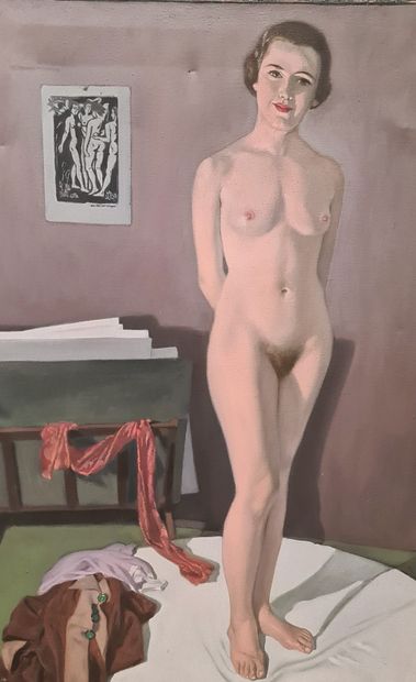René Louis Marie CHOPRIX (1888-1972) René Louis Marie CHOPRIX (1888-1972) 雕刻工作室里的裸体女模特。布面油画。尺寸：130...