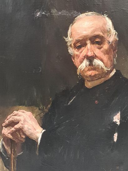 Maurice JEANNIN (1867-1907). 莫里斯-詹宁（1867-1907）。法国上流社会人士的学术画像，摆出庄重的姿势，并佩戴着荣誉军团勋章。可能是钢琴家Fabriel...