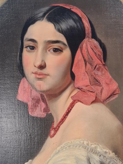 null 带着红丝带的意大利女孩》。约1840年的布面油画。衬里。尺寸：46,5 x 55厘米。

戴着红丝带的意大利女孩。1840年左右的布面油画。请点击这里。尺寸：46,5...