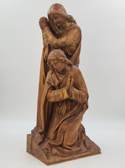null Ensemble de deux sculptures en bois vraisemblablement vers 1700, sujets de pied...