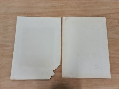 Jef VERBRAK (1924). Jef VERBRAK（1924）。抽象。一套9张纸的混合媒体作品。包含在他们的文件夹中。角落上有两处破损，但不在作品的层面上。盘子的尺寸：55.5...