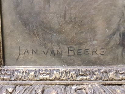 Jan VAN BEERS (1852-1927). Jan VAN BEERS (1852-1927). L’élégante au manchon de fourrure...