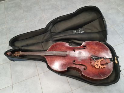 null French double bass circa 1900 (Thibouville-Lamy ??), with a signed bow. Modern...