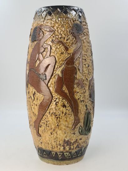 Roger GUERIN (1896-1954). Roger GUERIN (1896-1954). Stoneware vase decorated with...