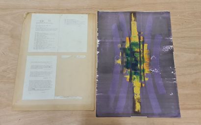 Jef VERBRAK (1924). Jef VERBRAK（1924）。抽象。一套9张纸的混合媒体作品。包含在他们的文件夹中。角落上有两处破损，但不在作品的层面上。盘子的尺寸：55.5...