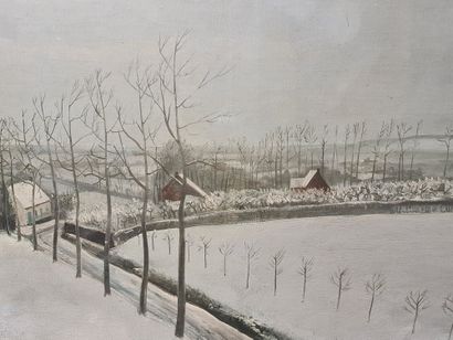 Leo PIRON (1899-1962). Leo PIRON (1899-1962).
Snowy view from villa Thynlon in Etikhove.
House...