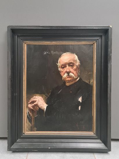Maurice JEANNIN (1867-1907). 莫里斯-詹宁（1867-1907）。法国上流社会人士的学术画像，摆出庄重的姿势，并佩戴着荣誉军团勋章。可能是钢琴家Fabriel...