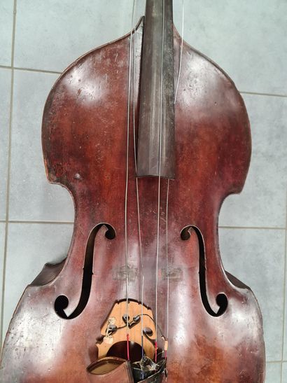 null French double bass circa 1900 (Thibouville-Lamy ??), with a signed bow. Modern...