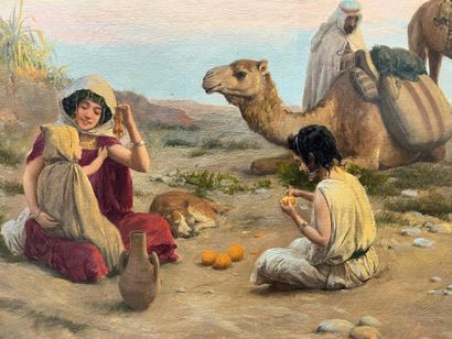Jose ALSINA (1850-?) Jose ALSINA (1850-?) Campement de bédouins au bord de l’Oued....