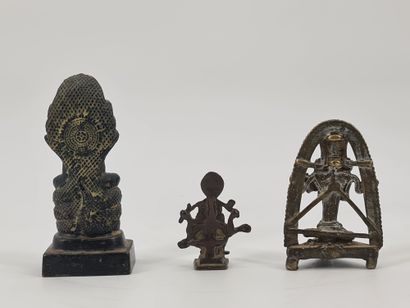 null South East Asia, 19th-20th century Set of seven bronze and wood subjects including...