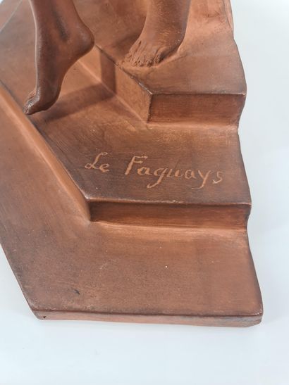 Pierre LE FAGUAYS (1892-1962). Pierre LE FAGUAYS (1892-1962). Groupe en terre cuite...
