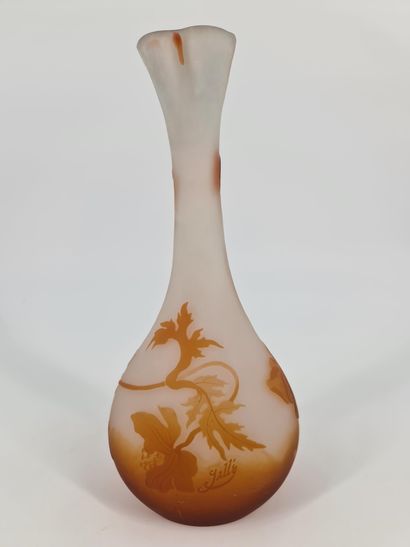 Émile GALLÉ (1846-1904). Émile GALLÉ (1846-1904). Vase art nouveau à décor multicouches...