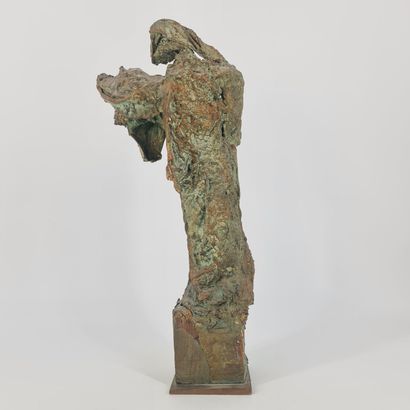 Marcel DELMOTTE (1901-1984). Marcel DELMOTTE (1901-1984). Green patina plaster sculpture...
