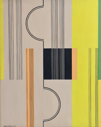 Jean RETS (1910-1998) . Jean RETS (1910-1998) . Abstraction. 1977. Acrylic on panel....
