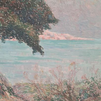 Anna DE WEERT (1867-1950). Anna DE WEERT (1867-1950). The Bay of Menton. 1926. Large...