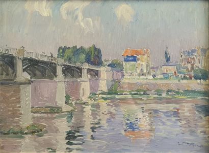 Paul MATHIEU (1872-1932). Paul MATHIEU (1872-1932). View of the bridge at Chatou....