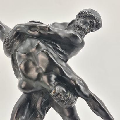Jef LAMBEAUX (1852-1908). Jef LAMBEAUX (1852-1908). Wrestlers. Bronze with dark patina....