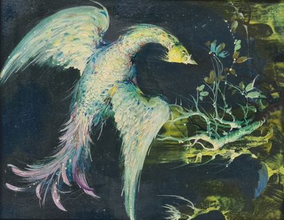 Marcel DELMOTTE (1901-1984). Marcel DELMOTTE (1901-1984). The fantastic bird. Oil...