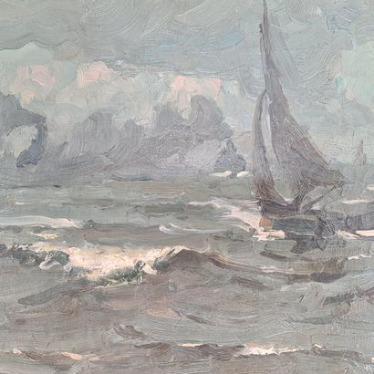 Kurt PEISER (1887-1962). Kurt PEISER (1887-1962). Boat crossing the storm. Oil on...