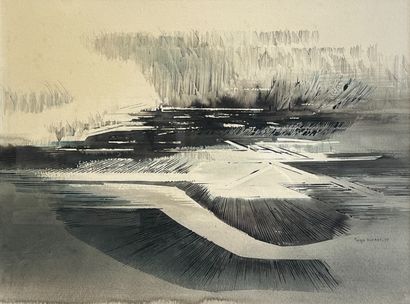 Roger DUDANT (1929-2008). Roger DUDANT (1929-2008). Abstract landscape. 1975. Watercolor....