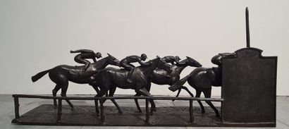 Frans JOCHEMS (1880-1949). Frans JOCHEMS (1880-1949). The arrival of the races. Spectacular...
