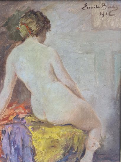 Emile BAES (1879-1954) . Emile BAES (1879-1954). Female nude with red ribbon. 1912....