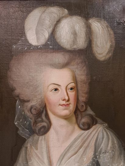 null Paire de portraits représentant Louis XVI et Marie Antoinette. Huiles sur toiles....