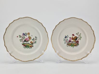 Pair of Tournai porcelain plates decorated...