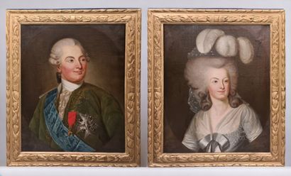 Paar portretten die Lodewijk XVI en Marie...