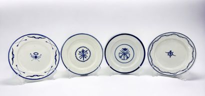 Set of four Tournai porcelain plates decorated...
