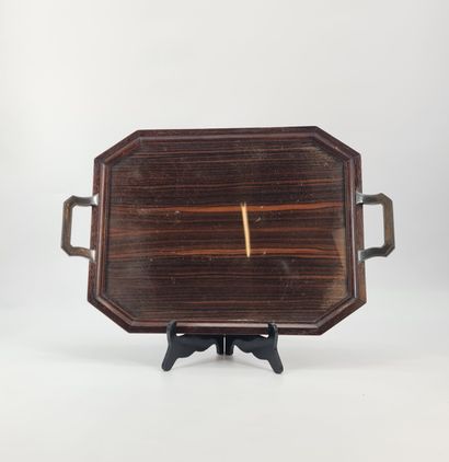 null Four-piece art deco service in solid 925/1000 silver and Macassar ebony. Weight:...