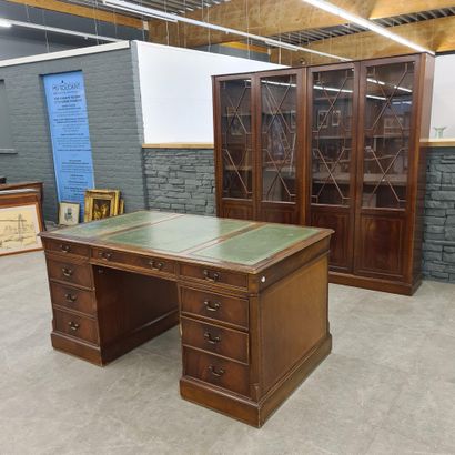 null MJV SOUDANT furniture... English-style mahogany desk-library. Twentieth century....