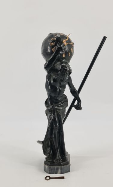 null Gustave DUSSART (1875-1952). Allegory of Chronos. Bronze sculpture with dark...