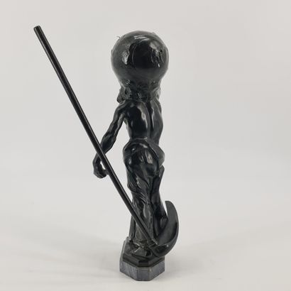null Gustave DUSSART (1875-1952). Allegory of Chronos. Bronze sculpture with dark...