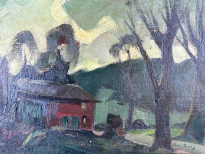 Albert RATY (1889-1970). Albert RATY (1889-1970). Ardennes village with the red house....