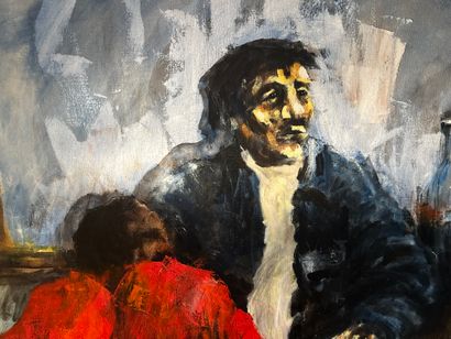 Pascal BIGONVILLE . Pascal BIGONVILLE. At the bar. Oil on canvas. Dimensions : 100...