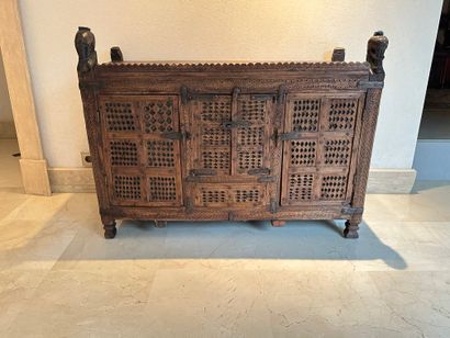 null North India, Rajasthan late 19th century. Travel cabinet in natural wood with...