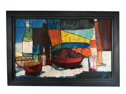 Pierre FIEVET (1925-1996). Pierre FIEVET (1925-1996). Still life. Oil on panel. Size...