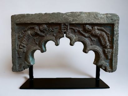 null 18th-19th century India, Mughal-inspired. Stone architectural element, with...