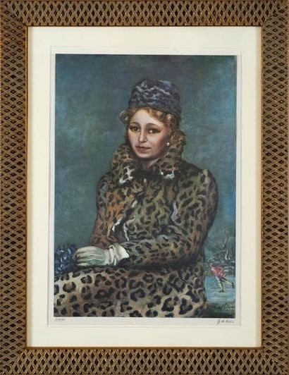 GIORGIO DE CHIRICO (1888 - 1978) Portrait of Isabella Far with fur1965, phototypic... Gazette Drouot