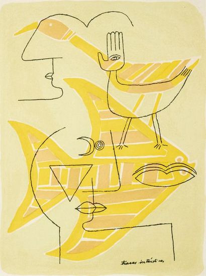 null Victor BRAUNER (1903-1966)
Traces interstices 
Lithographie en couleur titrée...