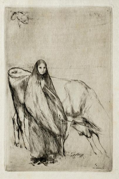 null Pascal Adolphe Jean DAGNAN-BOUVERET (1852-1929)
Paysanne à la vache
Gravure...