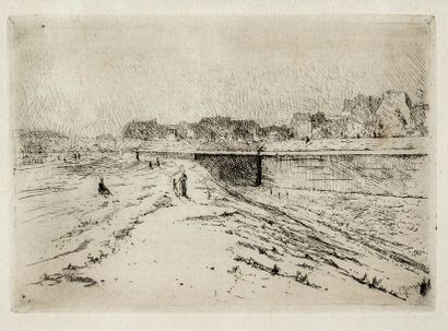 null René BILLOTTE (1846-1915)
La plage à marée basse
Gravure en noir signée dans...