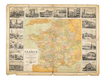 null Quatorze cartes géographiques anciennes principalement XVIIIe siècle, en l'état

On...