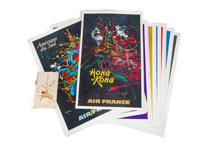 null D’après Georges MATHIEU (1921-2012)
Suite de 15 affiches entoilées pour AIR...